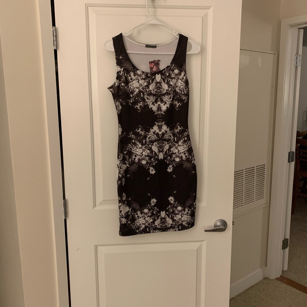 Black and White Midi Bodycon Dress